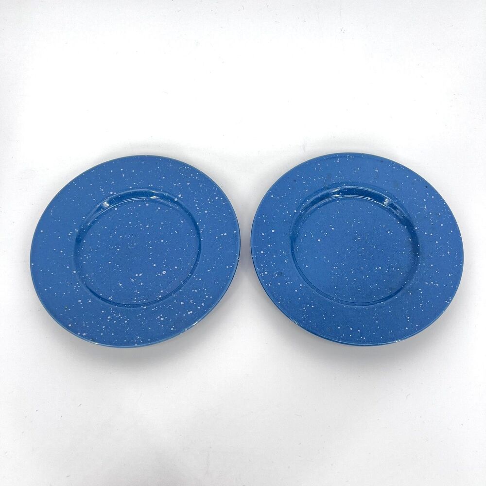 Stoneware Mottled Blue & White Small Dessert Snack Salad Plates Set of 2--6"